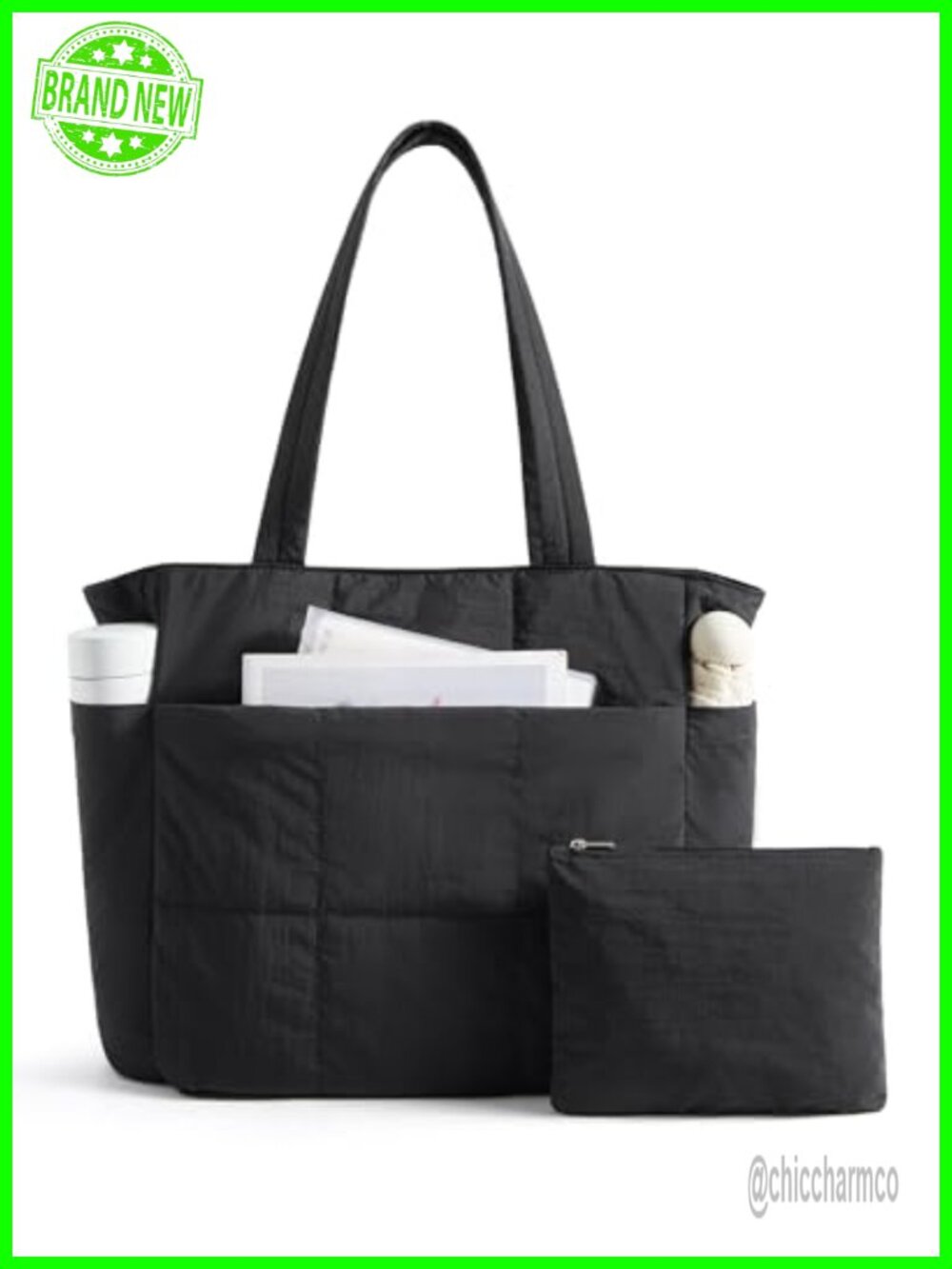 Quilted Tote Bag for Women 15.6" Laptop Work Bag Lightweight